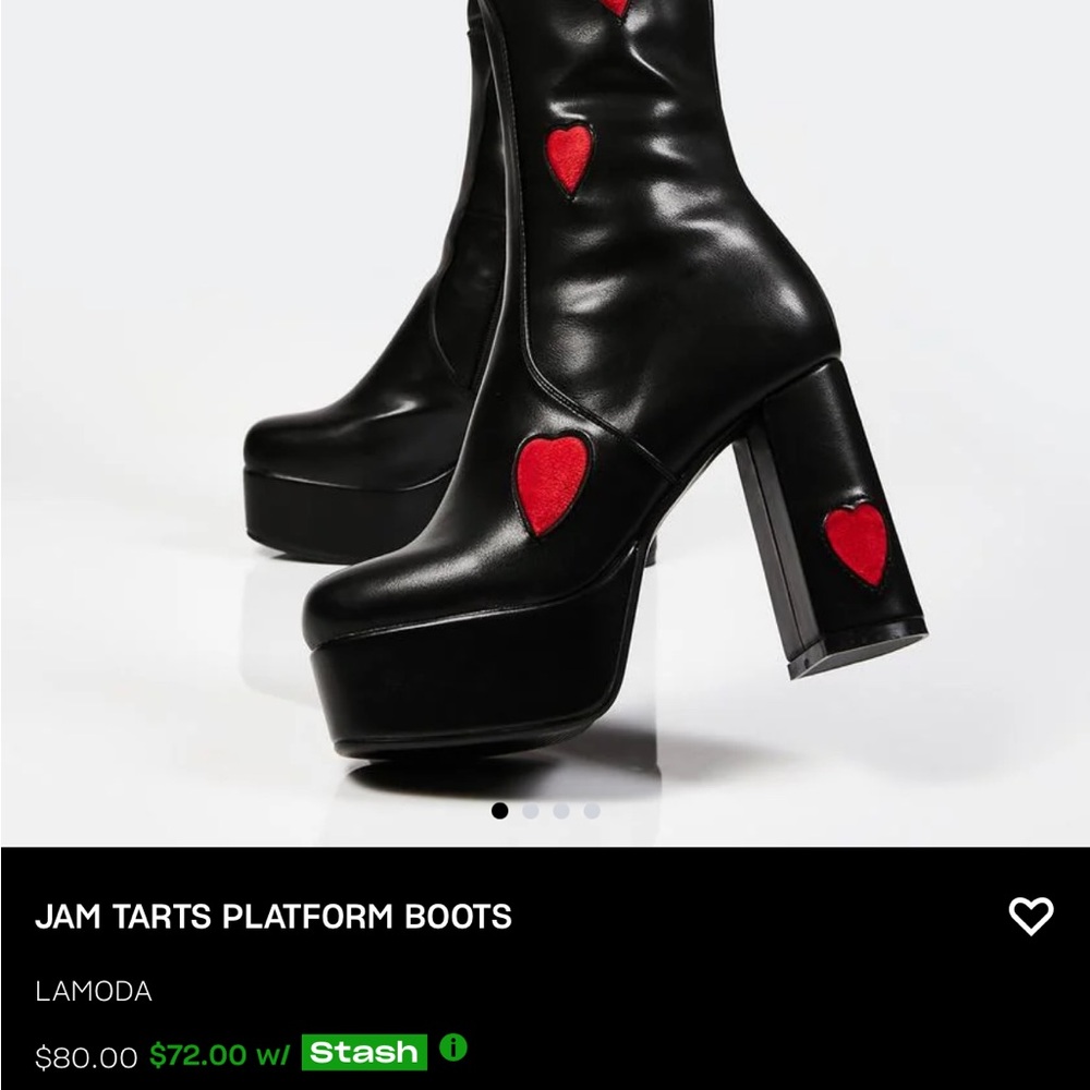 Black heart platform boots